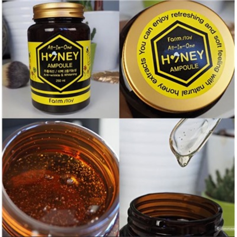 FARMSTAY All-In-One Honey Ampoule, 250мл. Сыворотка для лица ампульная увлажняющая с мёдом