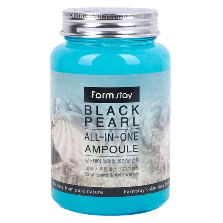 FARMSTAY Black Pearl All-In One Ampoule, 250мл. Сыворотка для лица ампульная антиоксидантная с чёрным жемчугом