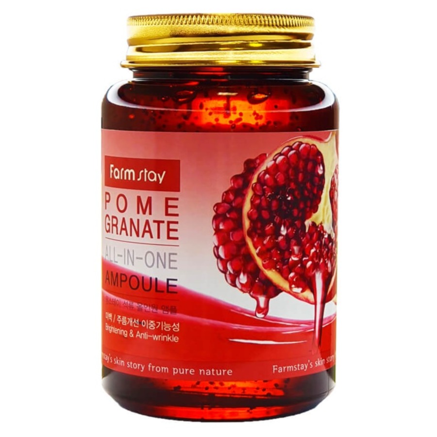 FARMSTAY Pomegranate All-In One Ampoule, 250мл. Сыворотка для лица ампульная тонизирующая с экстрактом граната