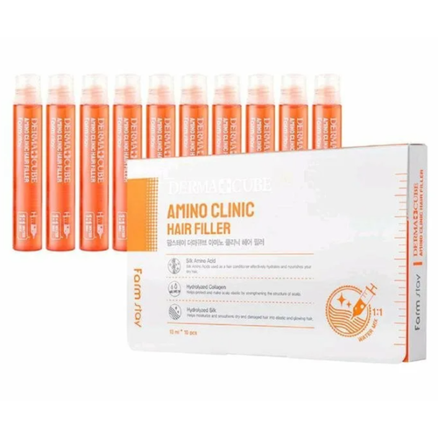 FARMSTAY Derma Сube Amino Clinic Hair Filler, 10шт. Филлер для окрашенных волос с аминокислотами шелка