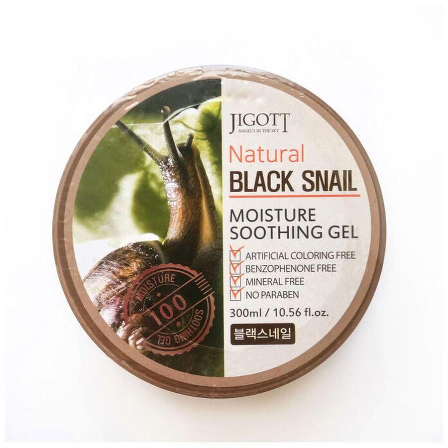 JIGOTT Natural Black Snail Moisture Soothing Gel, 300мл. Гель для лица и тела успокаивающий с муцином черной улитки