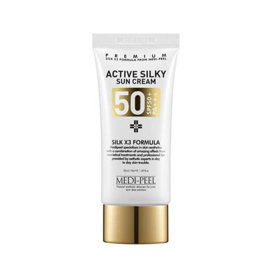 MEDI-PEEL Active Silky Sun Cream SPF50+/PA+++, 50мл. Крем для лица солнцезащитный с комплексом пептидов и шелка