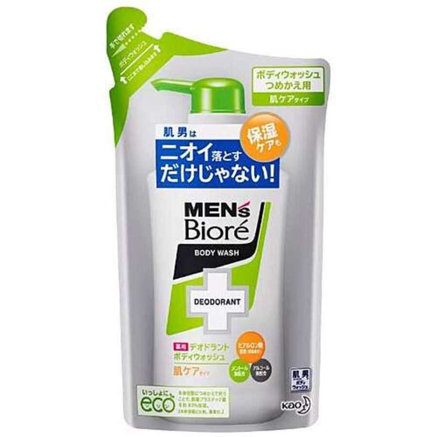 KAO Men's Biore, сменная упаковка, 380мл. Гель для душа мужской с противовоспалительным и дезодорирующим эффектом
