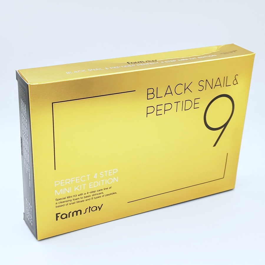 FARMSTAY Black Snail & Peptide9 Perfect 4 Step Mini Kit Edition FarmStay Набор миниатюр для лица с муцином черной улитки и 9 пептидами