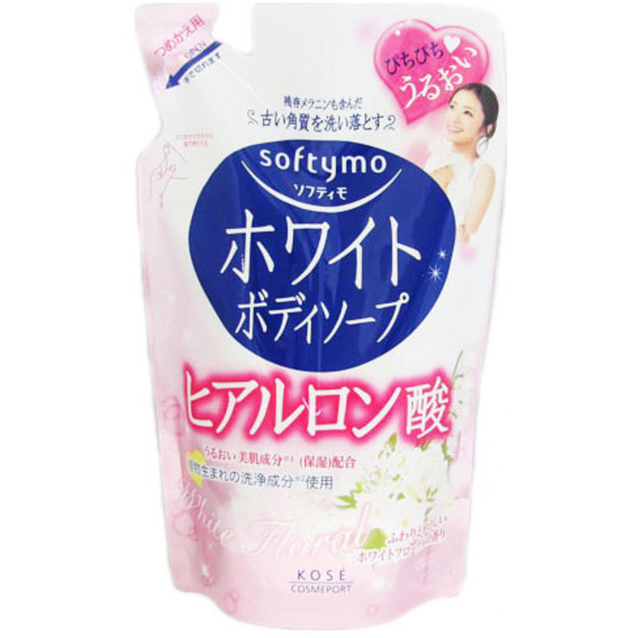 KOSE Softymo White Body Soap Hyaluronic Acid, сменная упаковка, 420мл. Мыло для тела очищающее с гиалуроновой кислотой