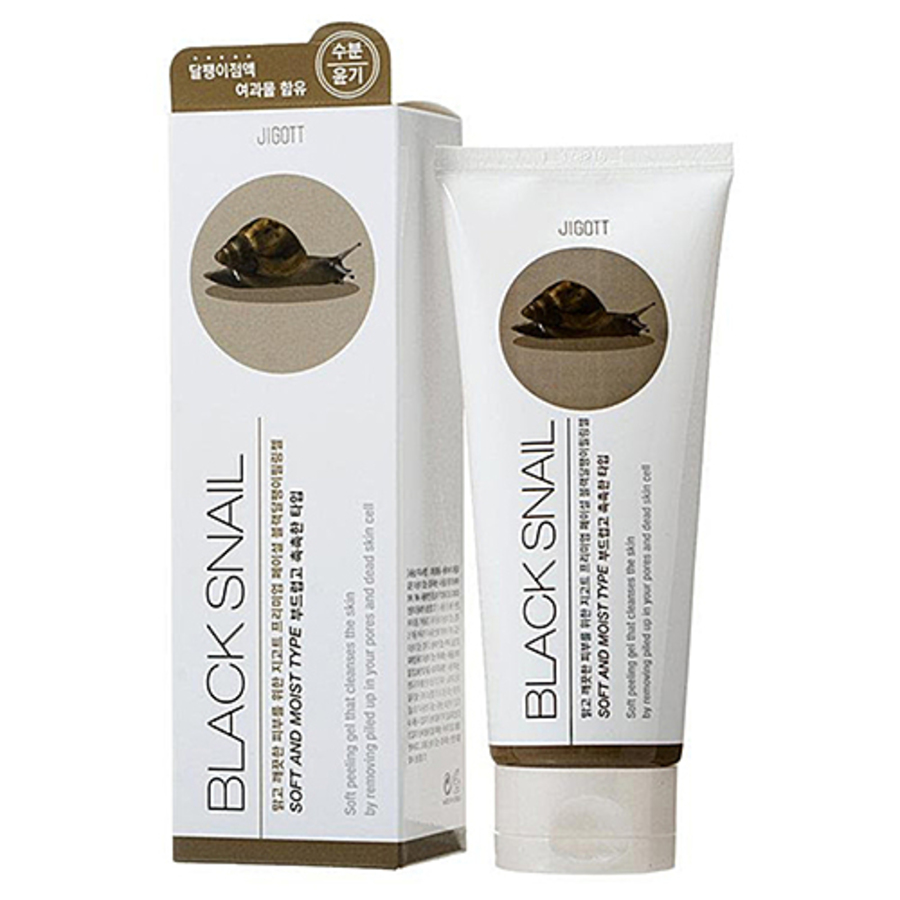 JIGOTT Premium Facial Black Snail Peeling Gel, 180мл. Пилинг-скатка для лица с муцином черной улитки