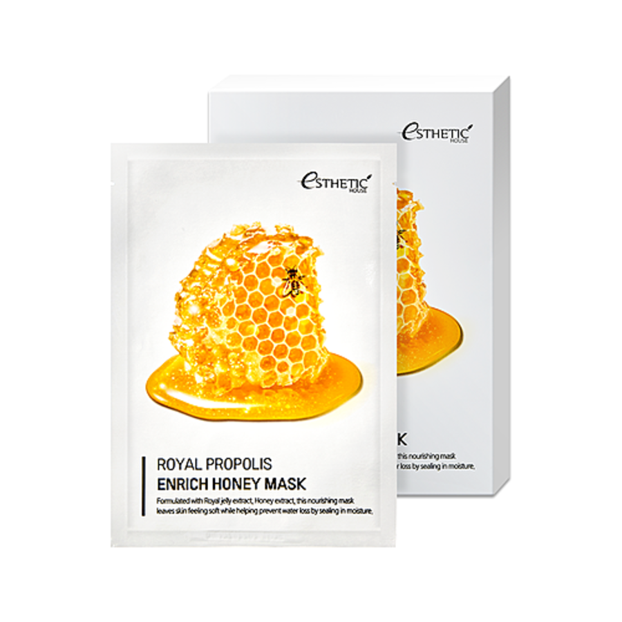 ESTHETIC HOUSE Royal Propolis Enrich Honey Mask, 25мл. Маска для лица тканевая питательная с медом и прополисом