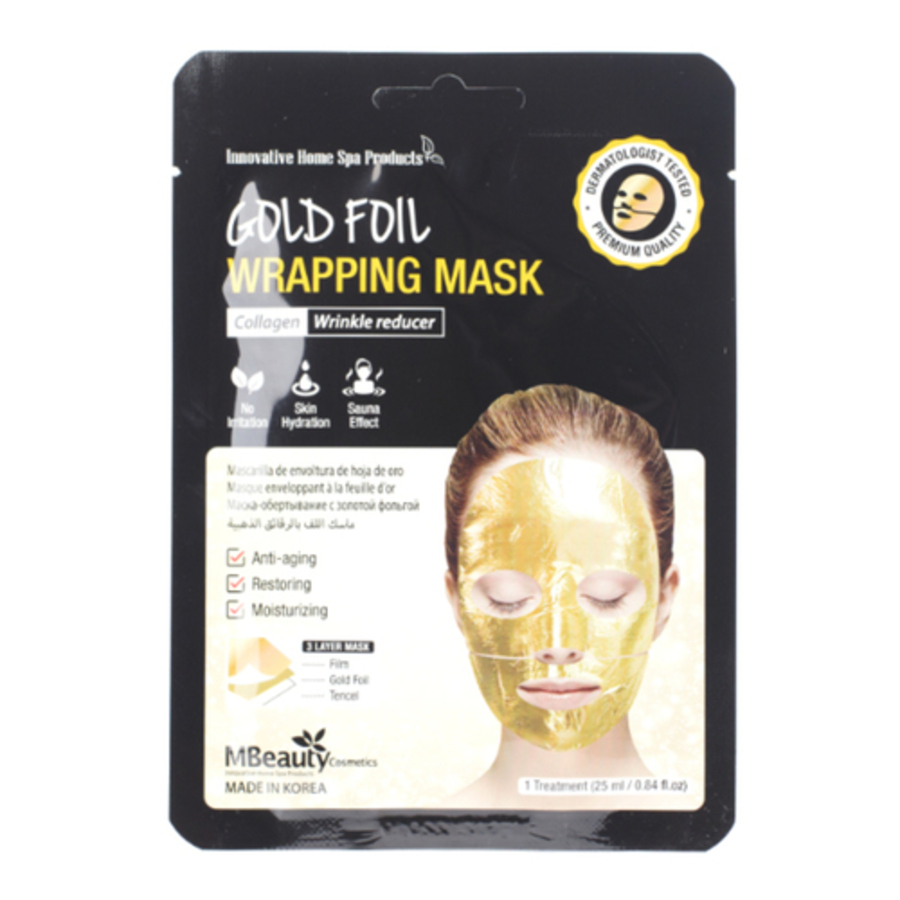 MBEAUTY Gold Foil Wrapping Mask, 25мл. Маска для лица золотая фольгированная