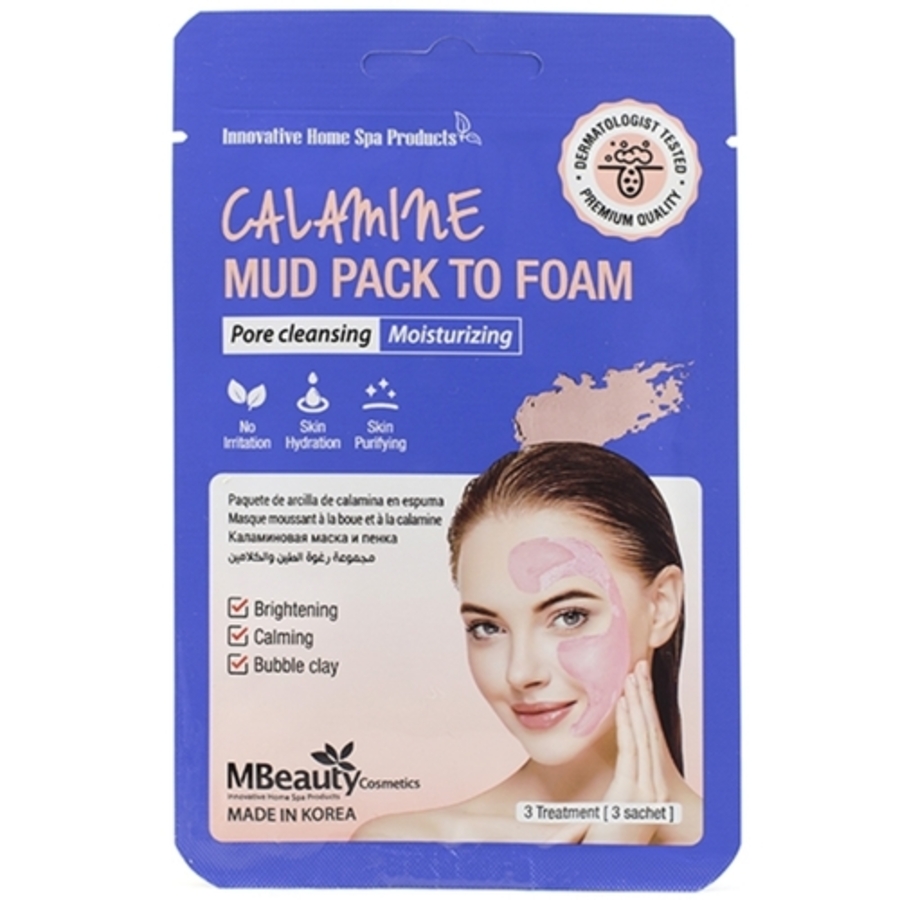 MBEAUTY Calamine Mud Pack To Foam, 3шт*7мл. Маска-пенка для лица очищающая поры каламиновая