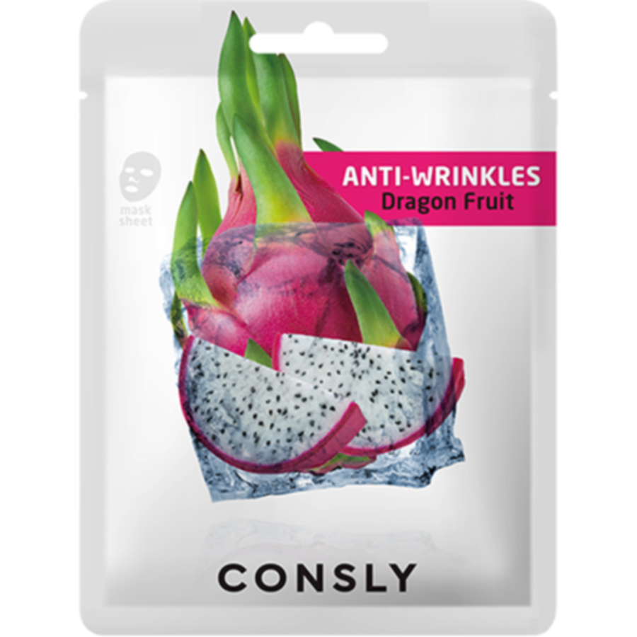 CONSLY Dragon Fruit Mask Pack, 20мл. Маска для лица тканевая антивозрастная с экстрактом драгонфрута