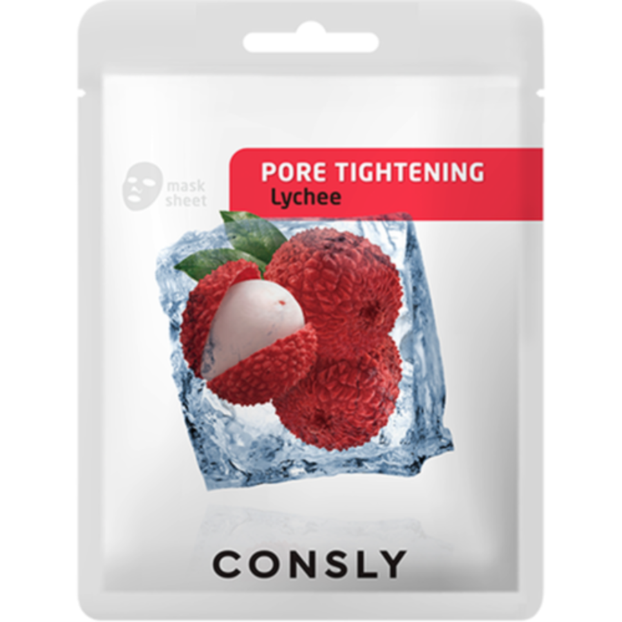 CONSLY Lychee Pore-Tightening Mask Pack, 20мл. Маска для лица тканевая сужающая поры с экстрактом личи