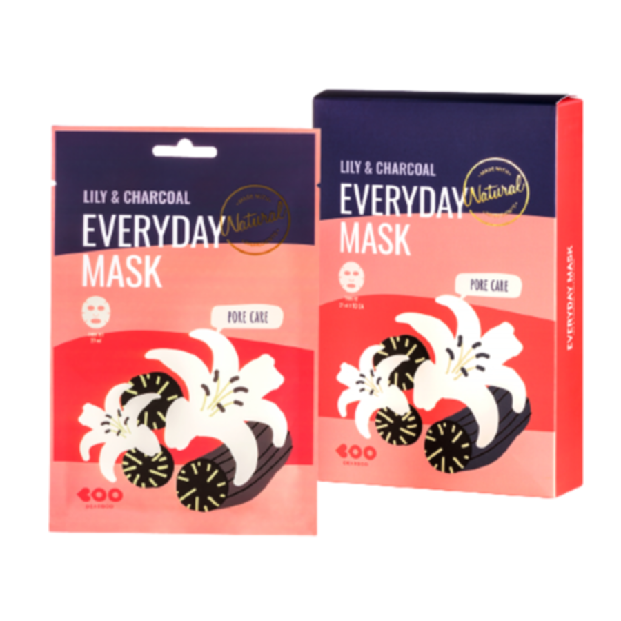 DEARBOO Lily&Charcoal Every Day Mask, 27мл. Маска для лица тканевая сужающая поры