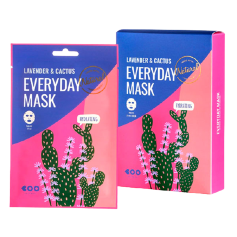 DEARBOO Lavender&Cactus Every Day Mask, 27мл. Маска для лица тканевая увлажняющая с лавандой и кактусом