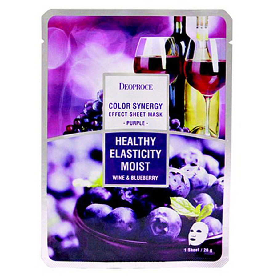 DEOPROCE Color Synergy Effect Sheet Mask Purple, 20гр. Маска для лица тканевая на основе черники и винограда
