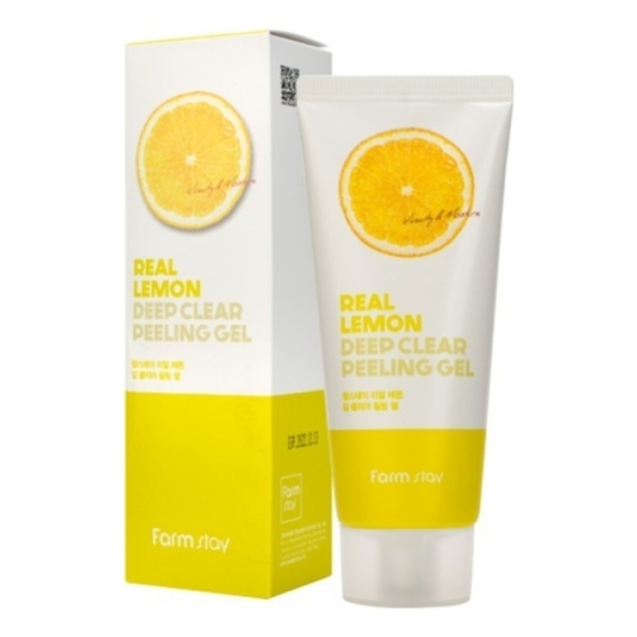 FARMSTAY Real Lemon Deep Clear Peeling Gel, 100мл. Пилинг-скатка для лица с экстрактом лимона