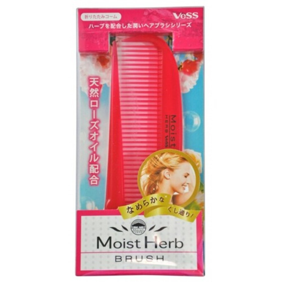 VESS Moist Herb Brush, складная 1шт. Расческа для увлажнения и придания блеска волосам с маслом розы