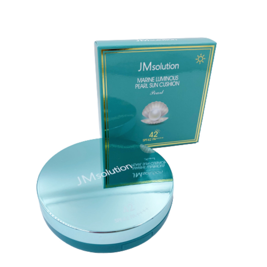 JM SOLUTION Marine Luminous Pearl Sun Cushion SPF42, 25гр. Кушон для лица солнцезащитный с экстрактом жемчуга