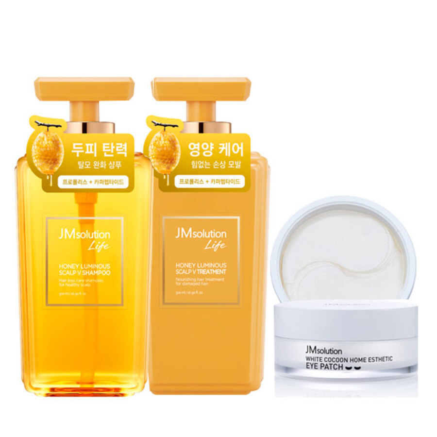 JM SOLUTION Solution Honey Luminous Scalp V Treatment, 500мл. Бальзам-маска против выпадения волос с экстрактом меда