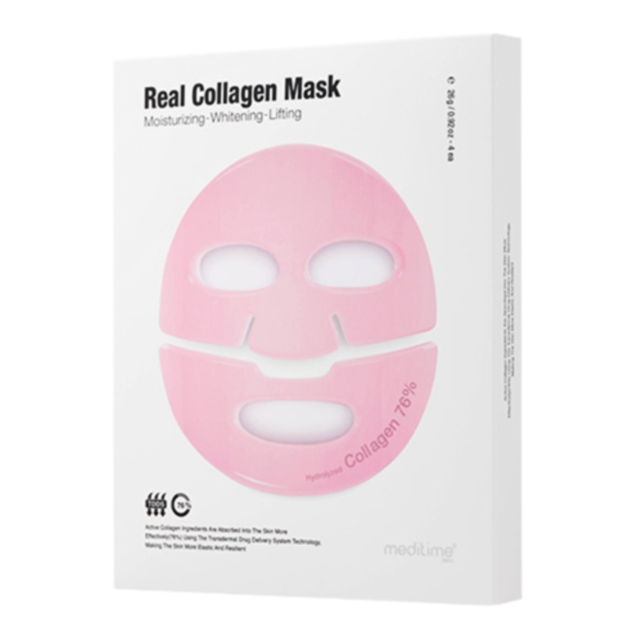 MEDITIME Real Collagen Mask, 4шт*26г. Лифтинг-маска для лица тканевая с коллагеном