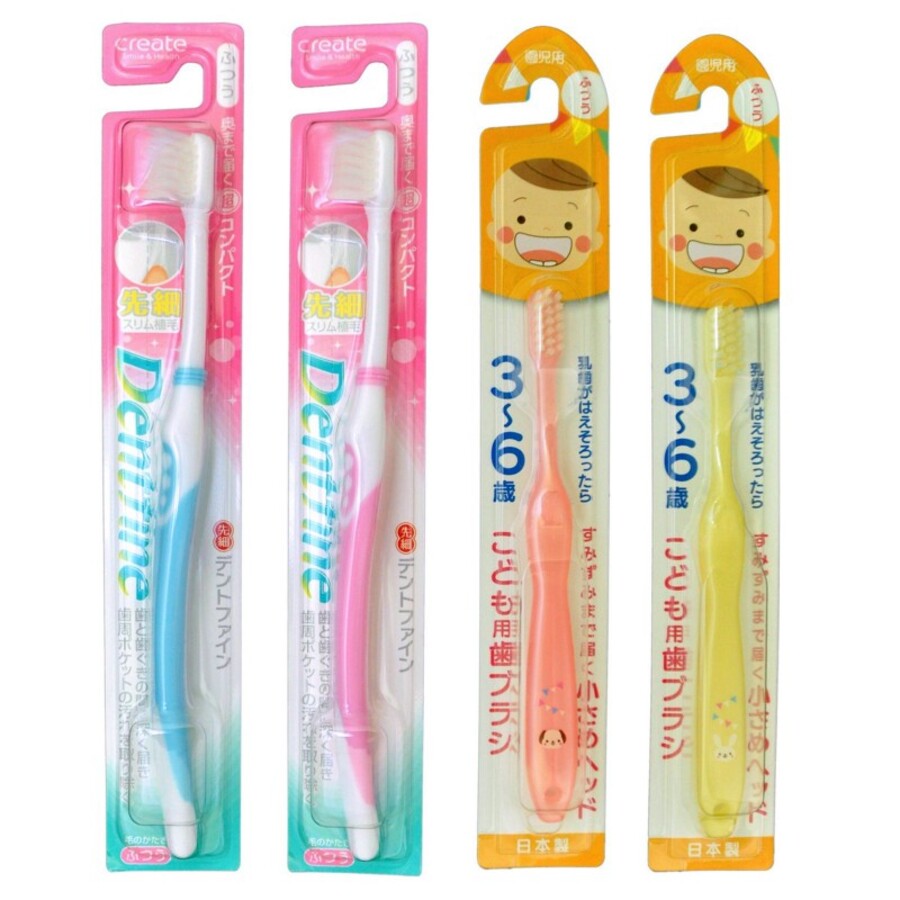 CREATE Набор зубных щеток «Семейный»: для детей 3-6 лет и для взрослых средней жесткости, 4шт.