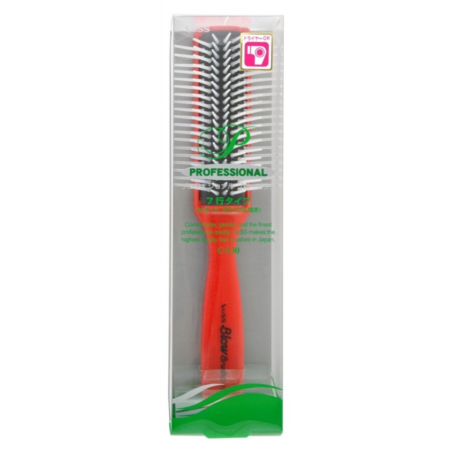 VESS Blow Brush C-130, 1шт. Щетка для укладки волос профессиональная, цвет ручки красный