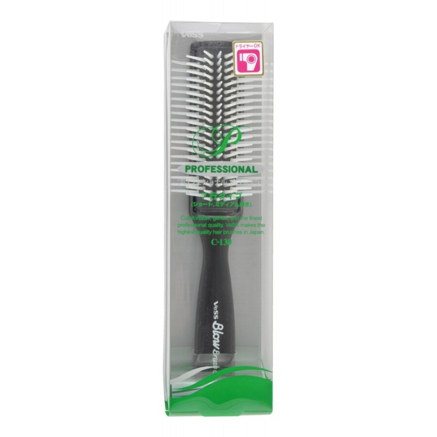 VESS Blow Brush C-130, 1шт. Щетка для укладки волос профессиональная, цвет ручки черный