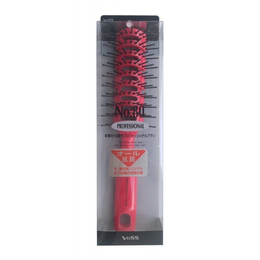 VESS Skelton brush, 1шт. Расческа для укладки волос профессиональная с антибактериальным эффектом, красная
