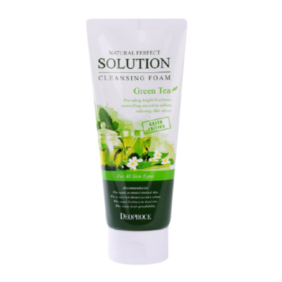 DEOPROCE Natural Perfect Solution Cleansing Foam Greentea, 170гр. Пенка для умывания с зеленым чаем