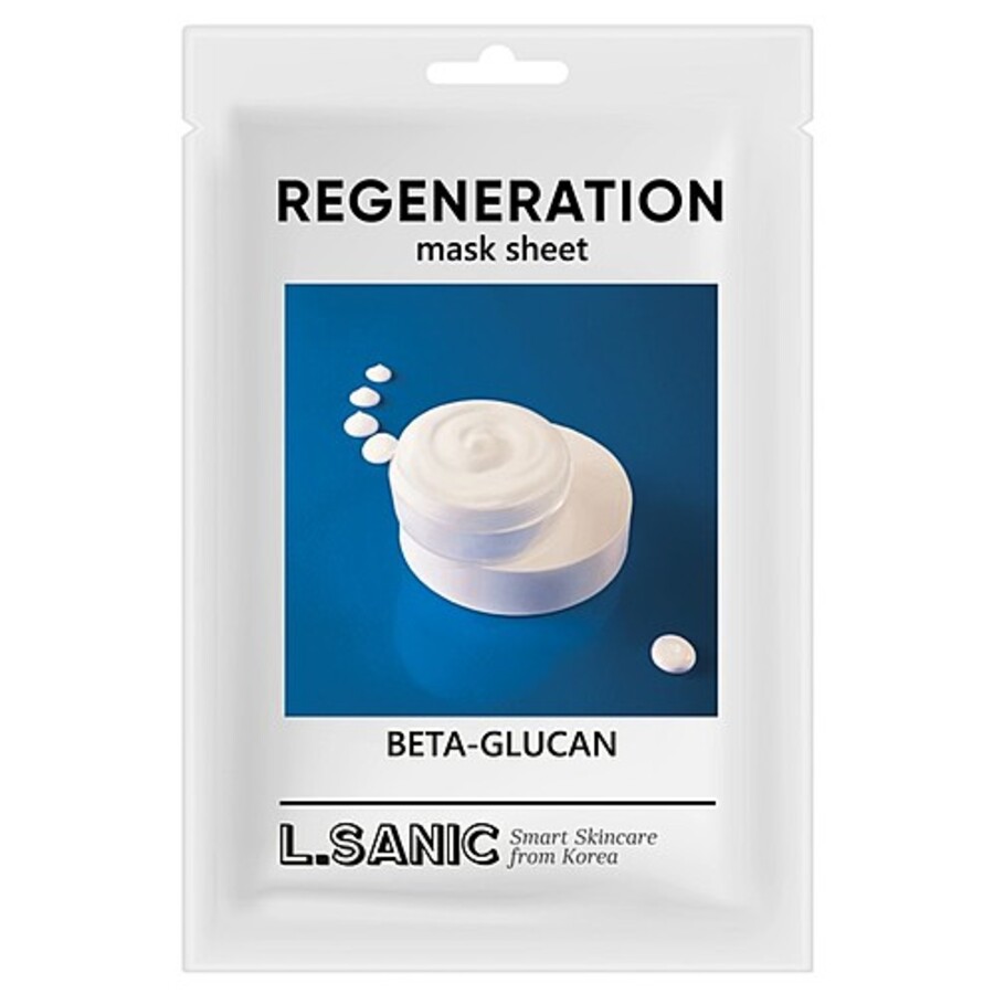 L'SANIC Beta-Glucan Regeneration Mask Sheet, 25мл. Маска для лица тканевая с бета-глюканом