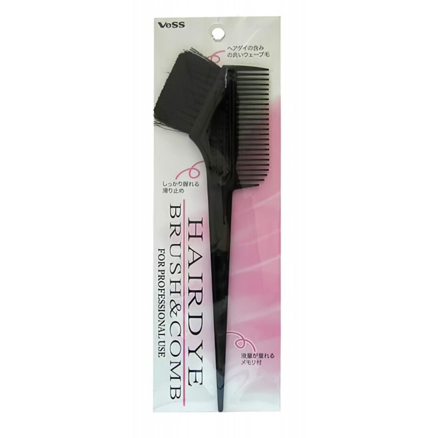 VESS Hairdye Brush And Comb, 1шт. Гребень для волос c щеткой для профессионального окрашивания, малый