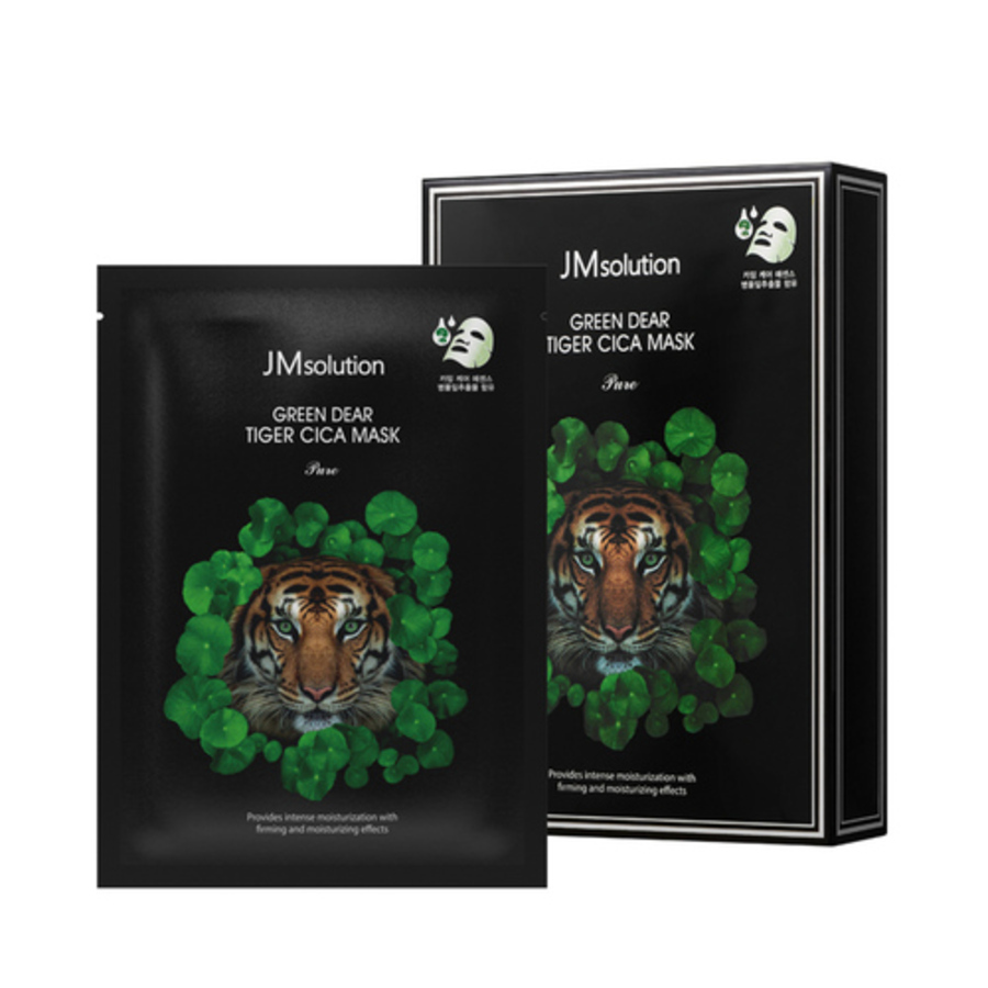JM SOLUTION Green Dear Tiger Cica Mask, 30мл. Маска для лица тканевая регенерирующая с центеллой азиатской