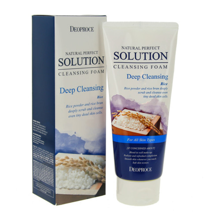 DEOPROCE Natural Cleansing Foam Deep Cleansing (Rice), 170гр. Пенка для лица очищающая с рисовой пудрой