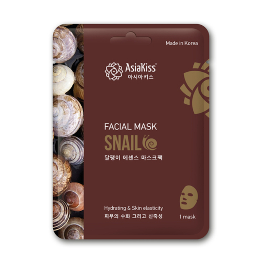 ASIAKISS Snail Essence Facial Mask, 25гр. Маска для лица тканевая с экстрактом слизи улитки