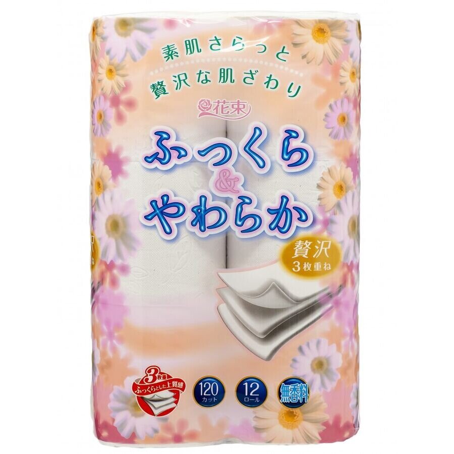 MARUTOMI Marutomi Plump&Soft, 18м*0105м, 12 рулонов в упаковке Бумага туалетная 3-х слойная