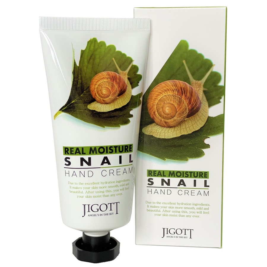JIGOTT Jigott Real Moisture Snail Hand Cream, 100мл. Крем для рук питательный с муцином улитки