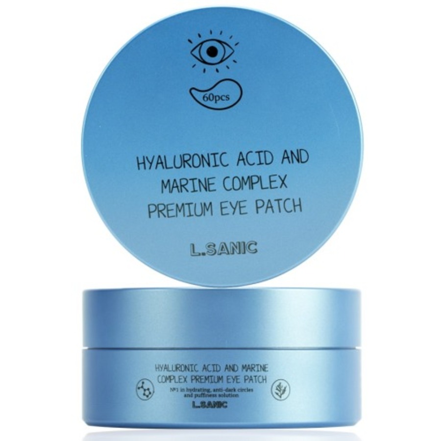 L'SANIC Hyaluronic Acid And Marine Complex Premium Eye Patch, 60шт. Патчи для глаз гидрогелевые увлажняющие с гиалуроновой кислотой и экстрактом водорослей