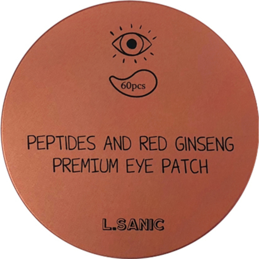 L'SANIC Peptides And Red Ginseng Premium Eye Patch, 60шт. Патчи для глаз гидрогелевые омолаживающие с пептидами и экстрактом красного женьшеня