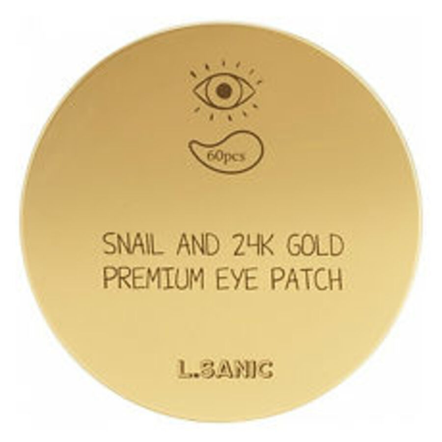 L'SANIC Snail And 24K Gold Premium Eye Patch, 60шт. Патчи для глаз гидрогелевые осветляющие с муцином улитки и золотом