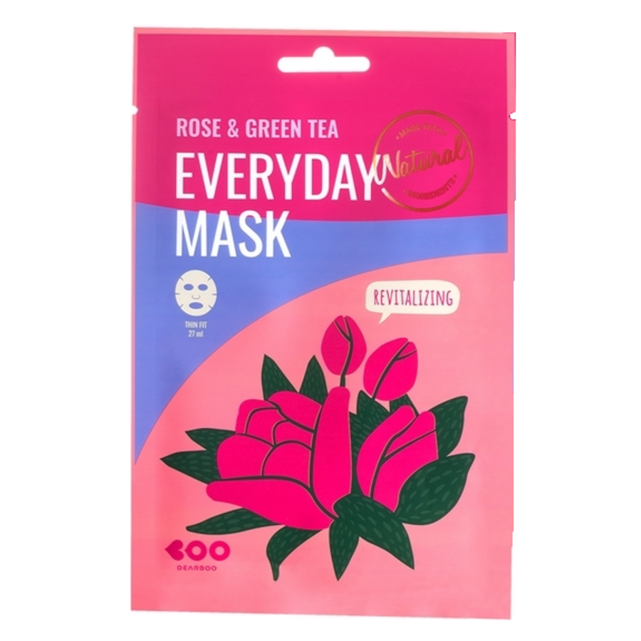 DEARBOO Rose&Green Tea Every Day Mask, 27мл. Маска для лица тканевая восстанавливающая