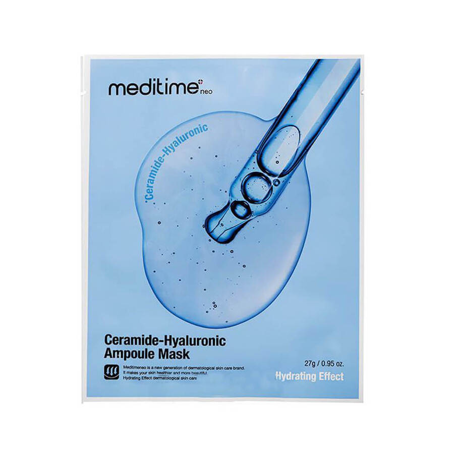 MEDITIME Meditime Ceramide-Hyaluronic Ampoule Mask, 27гр. Маска для лица тканевая увлажняющая с керамидами и пептидами