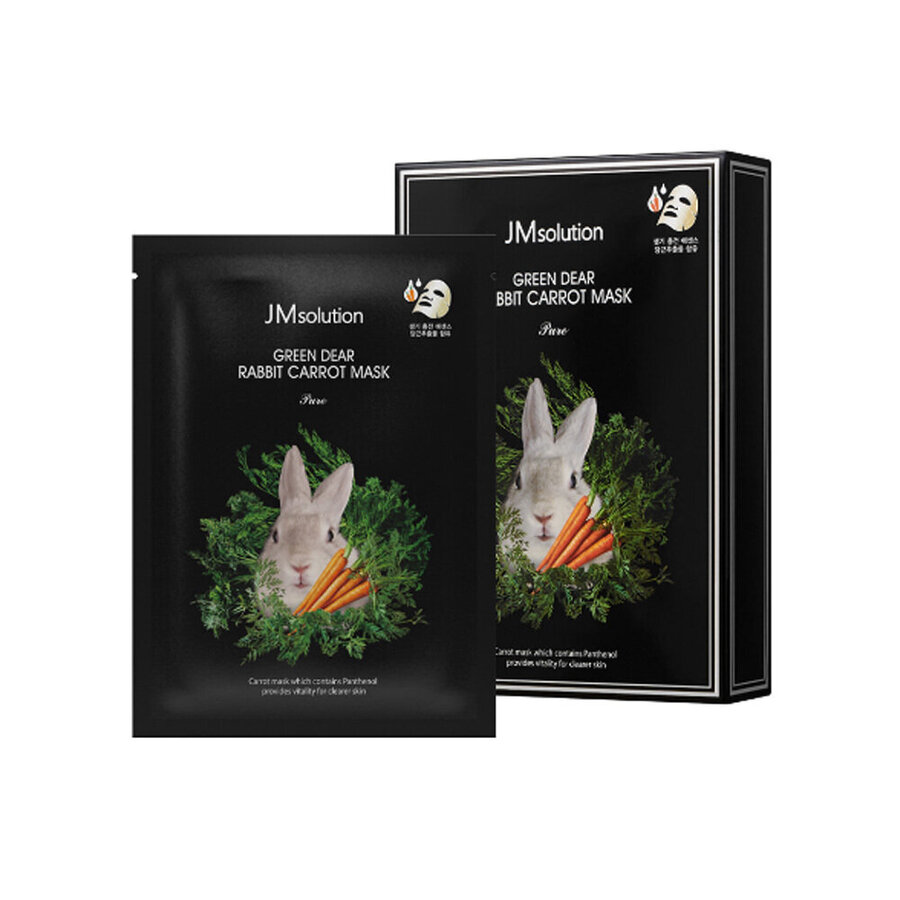 JM SOLUTION Green Dear Rabbit Carrot Mask Pure, 30мл. JMsolution Маска для лица тканевая успокаивающая с экстрактом моркови