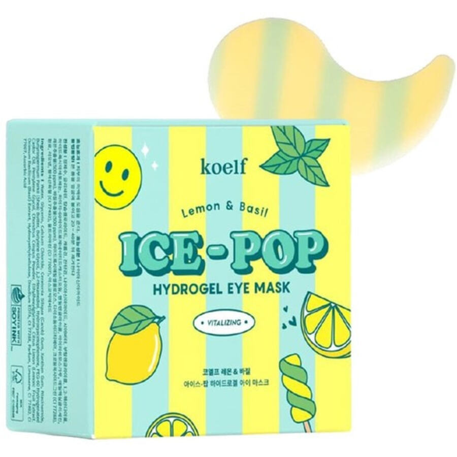 PETITFEE Petitfee Lemon&Basil Ice-Pop Hydrogel Eye Mask, 60шт. Патчи для глаз гидрогелевые против темных кругов с лимоном и базиликом