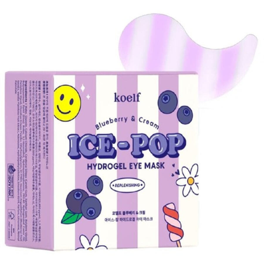 PETITFEE Petitfee Blueberry&Cream Ice-Pop Hydrogel Eye Mask, 60шт. Патчи для глаз гидрогелевые увлажняющие с голубикой и сливками