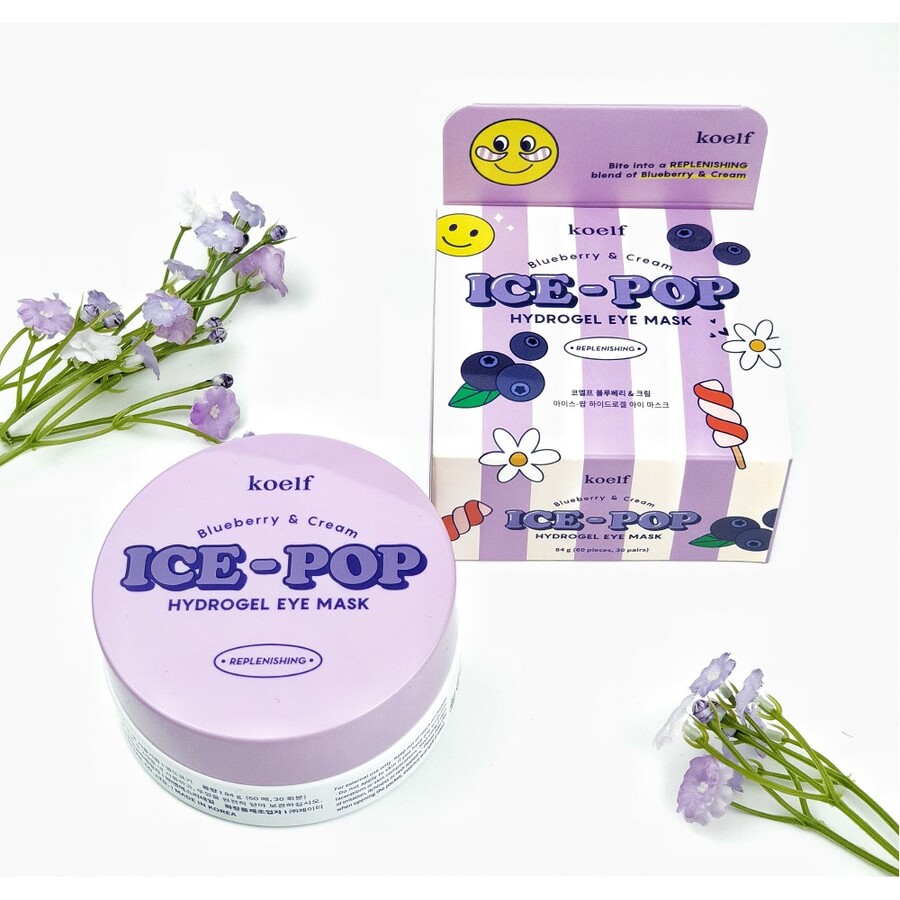 PETITFEE Petitfee Blueberry&Cream Ice-Pop Hydrogel Eye Mask, 60шт. Патчи для глаз гидрогелевые увлажняющие с голубикой и сливками