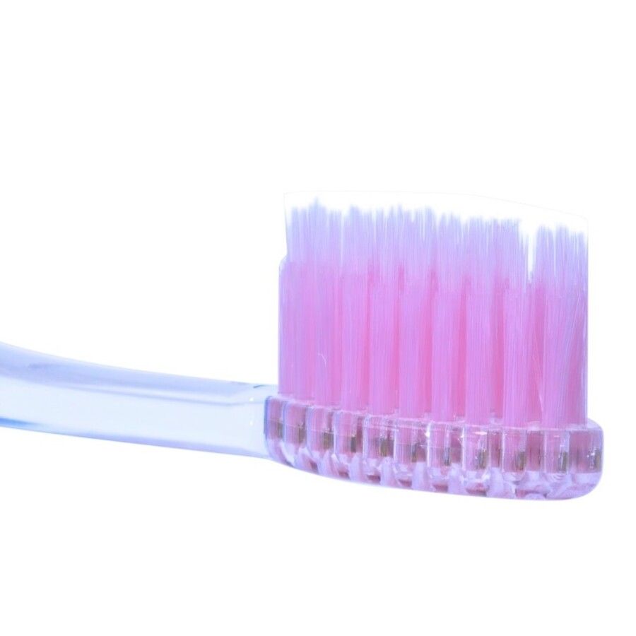 DENTAL CARE Fluorine Toothbrush, 1шт. Dental Care Щетка зубная cо сверхтонкой двойной щетиной (средней жесткости и мягкой) и прозрачной прямой ручкой “Фтор”
