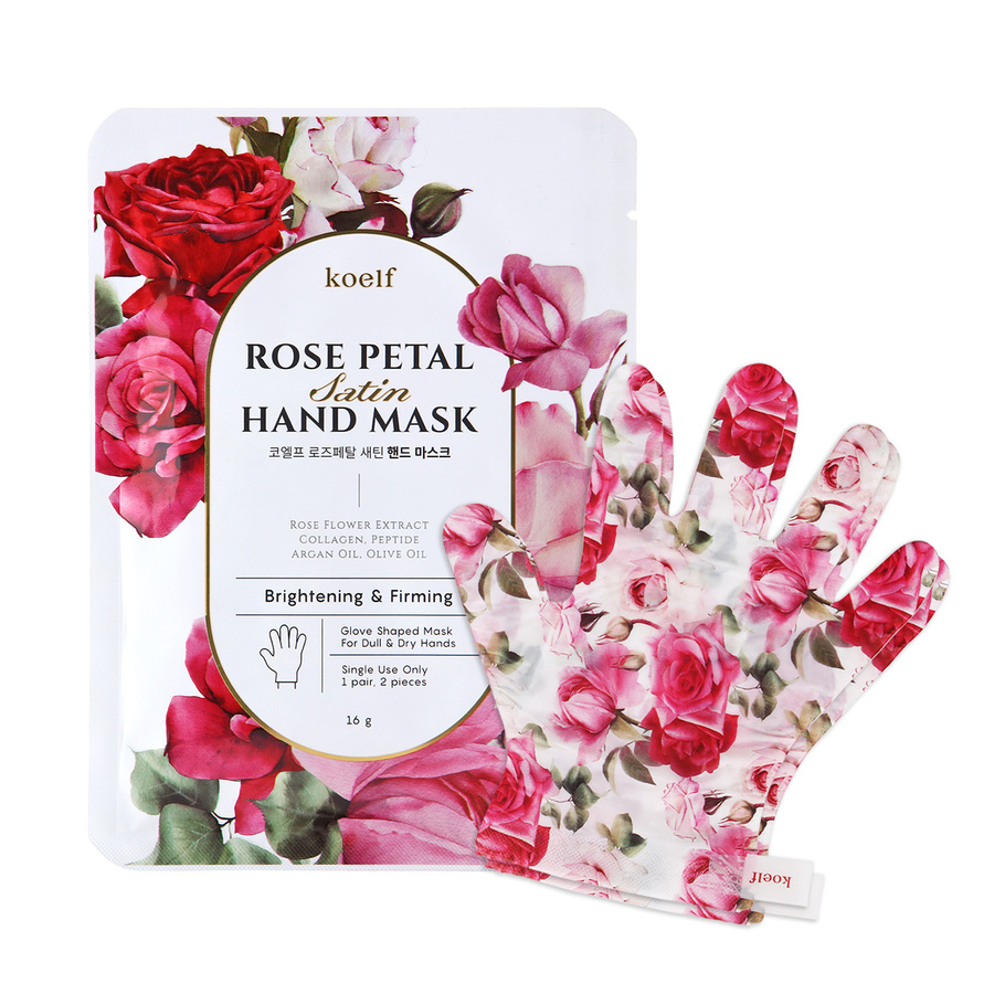 KOELF Koelf Rose Petal Satin Hand Mask, 16гр. Маски - перчатки для рук с розой
