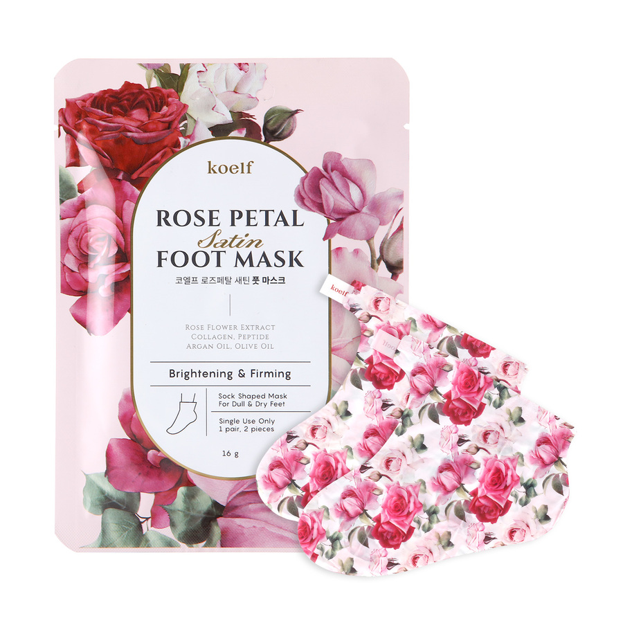KOELF Rose Petal Satin Foot Mask, 16гр. Koelf Маски – носочки для ног с розой