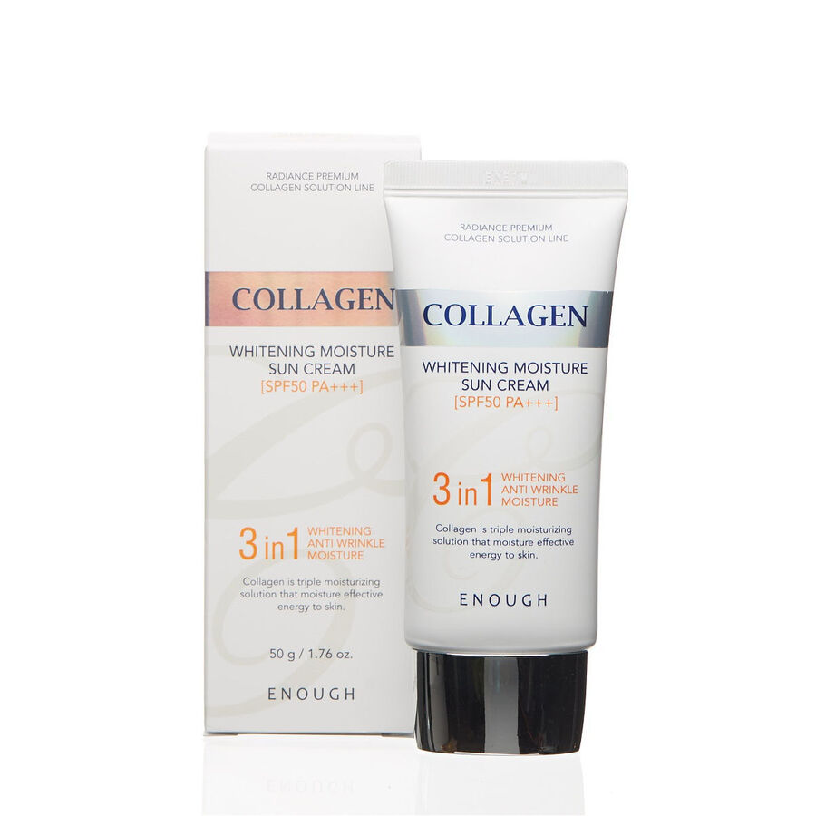 ENOUGH Enough Collagen 3in1 Whitening Moisture Sun Сream SPF50/PA+++, 50гр. Крем для лица солнцезащитный осветляющий