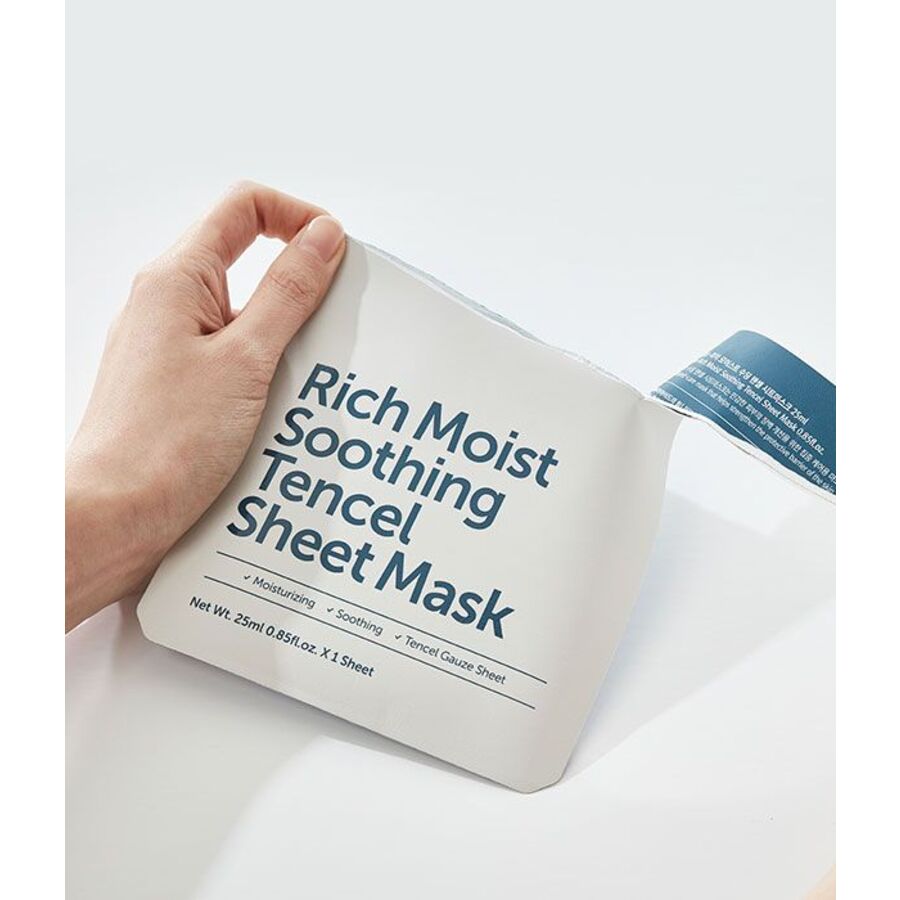 DEAR, KLAIRS Rich Moist Soothing Tencel Sheet Mask, 25мл. Маска для лица тканевая успокаивающая глубокоувлажняющая