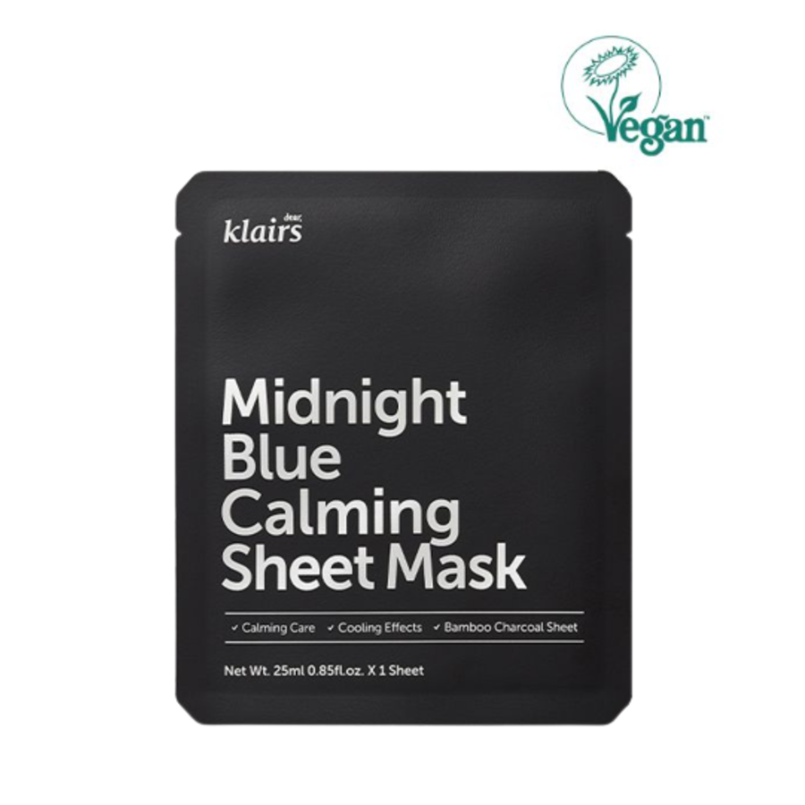 DEAR, KLAIRS Midnight Blue Calming Sheet Mask, 25мл. Маска для лица тканевая успокаивающая с охлаждающим действием